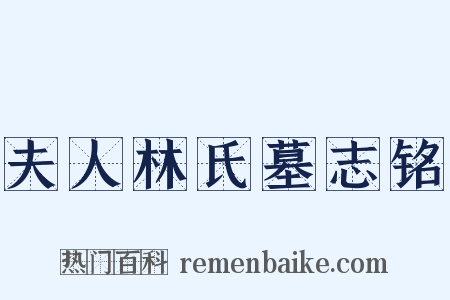 夫人林氏墓志铭是什么意思的图片